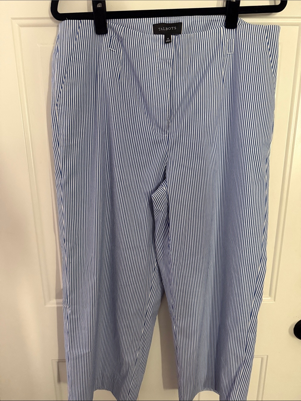 Talbots Blue and White pinstriped crop chino